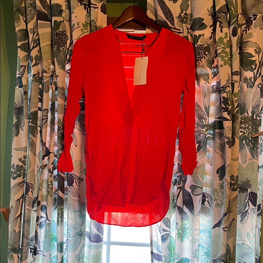 Zara Bold Red Blouse